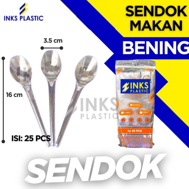 SENDOK MAKAN PLASTIK BENING TRANSPARAN TEBAL PREMIUM