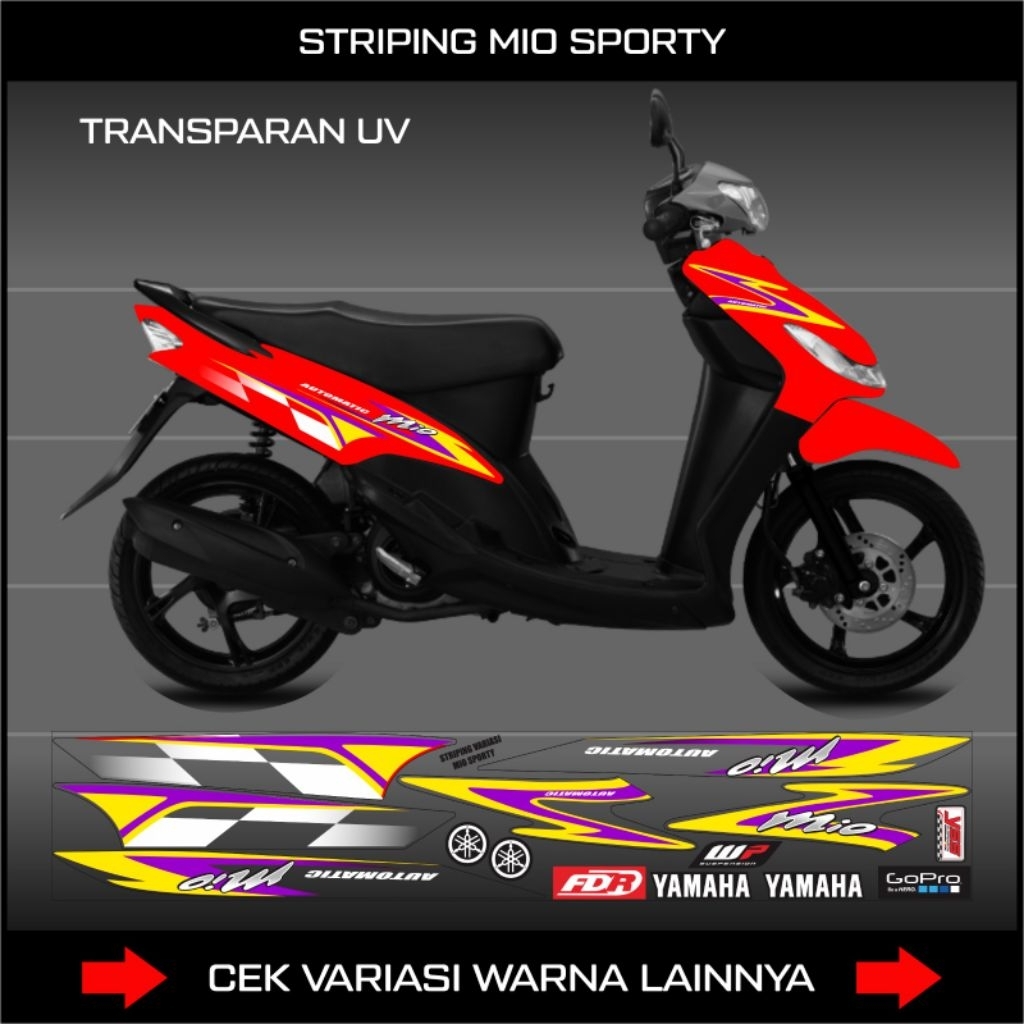 Stiker Transparan Mio sporty / Striping Yamaha Mio sporty urban/ Aksesoris Sticker List Variasi Moto