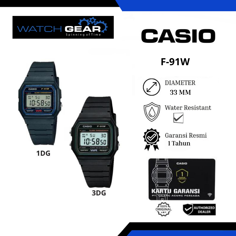 CASIO F-91W Jam Tangan Unisex Digital Vintage