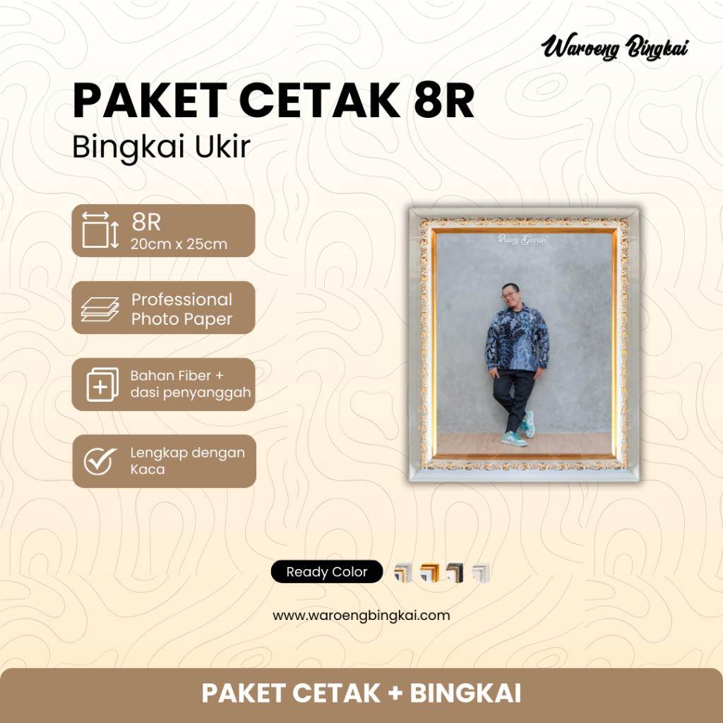 cetak foto ukuran 8r 20x25 plus frame bingkai ukir