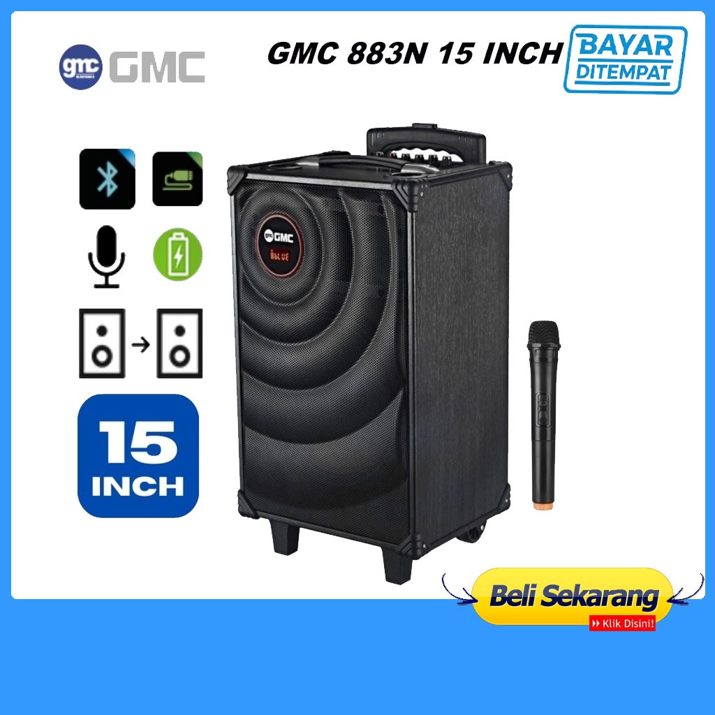GMC 883N Bluetooth Speaker 15 Inch + Mic