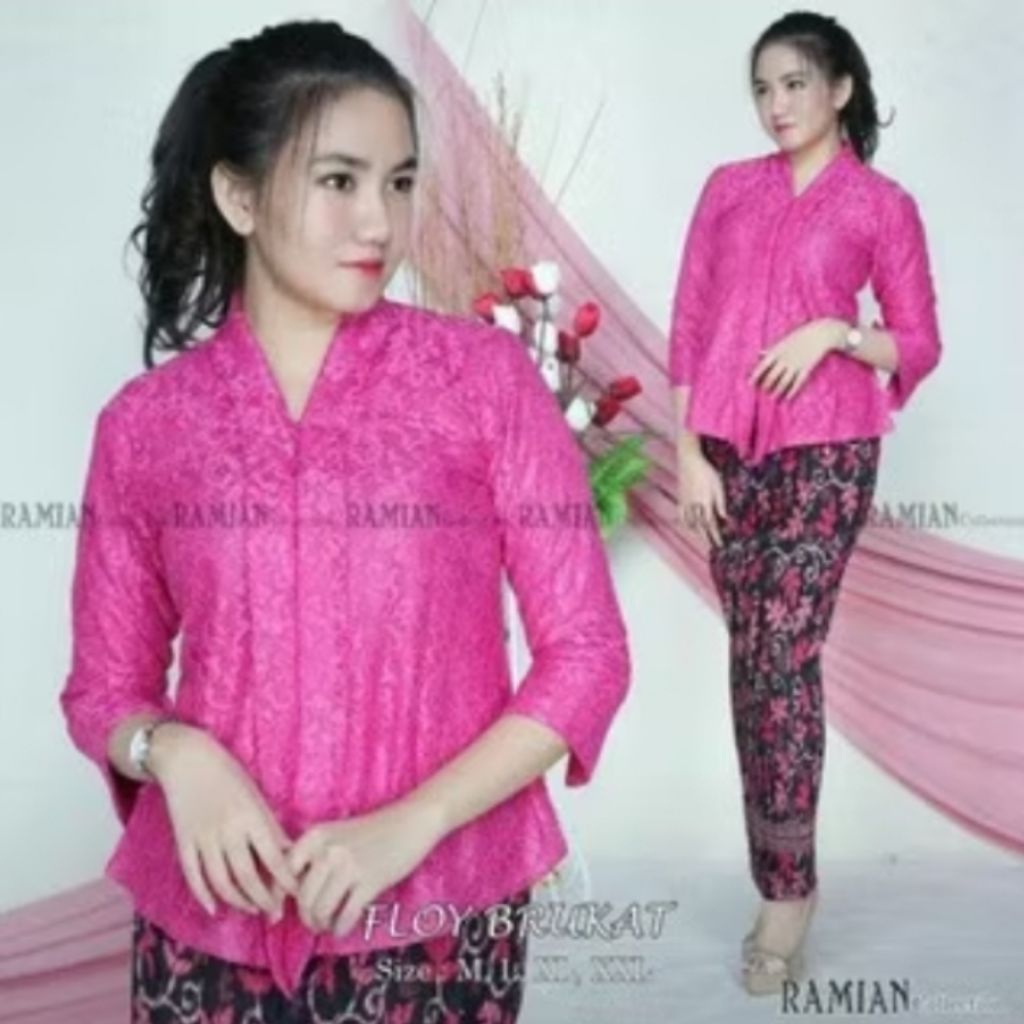 Set(atasan+bawahan) Floy brukat atasan kebaya+rok plisket terlaris / set kebaya wisuda