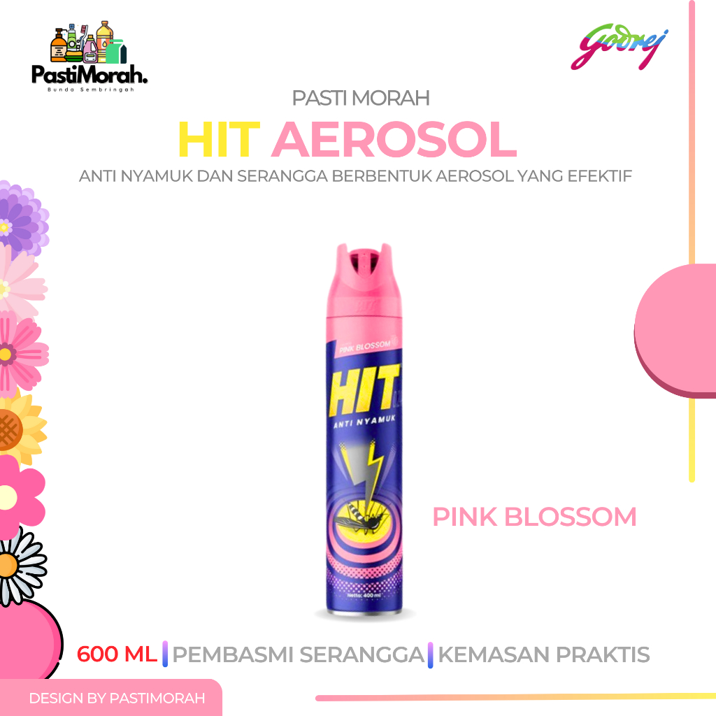 HIT Obat Nyamuk Semprot Aerosol Pink Blossom 600ml / Hit Semprot Nyamuk