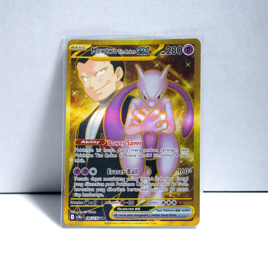 Otaku Studio - Kartu Pokemon Kehadiran Juara RAW AR/UR Mewtwo Tim Rocket Ex / Lapras Misty / Kangask