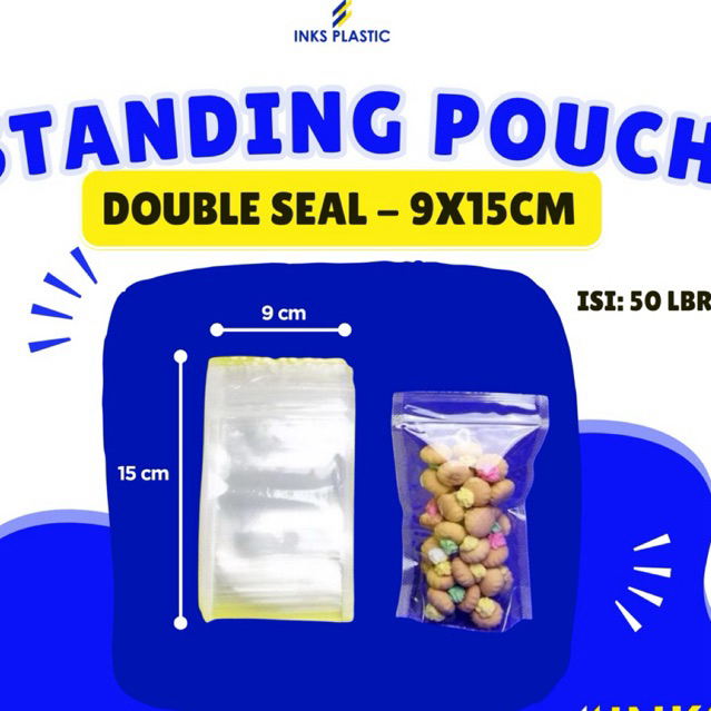 STANDING POUCH 9x15 PLASTIK ZIPLOCK KLIP BERDIRI DOUBLE SEAL