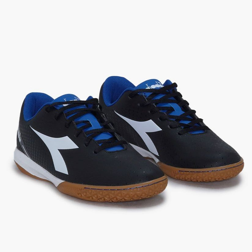 Sepatu Futsal Diadora Pichichi 5 IDR Black Blue Mens Sport Bola Olahraga Lari Running Gym Training O