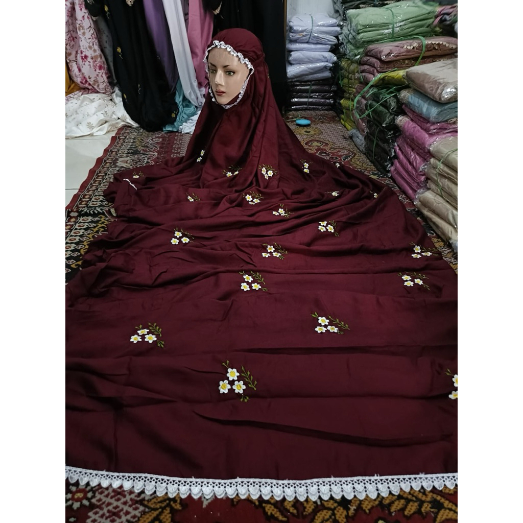 Mukena Terusan rayon bordir bunga tabur