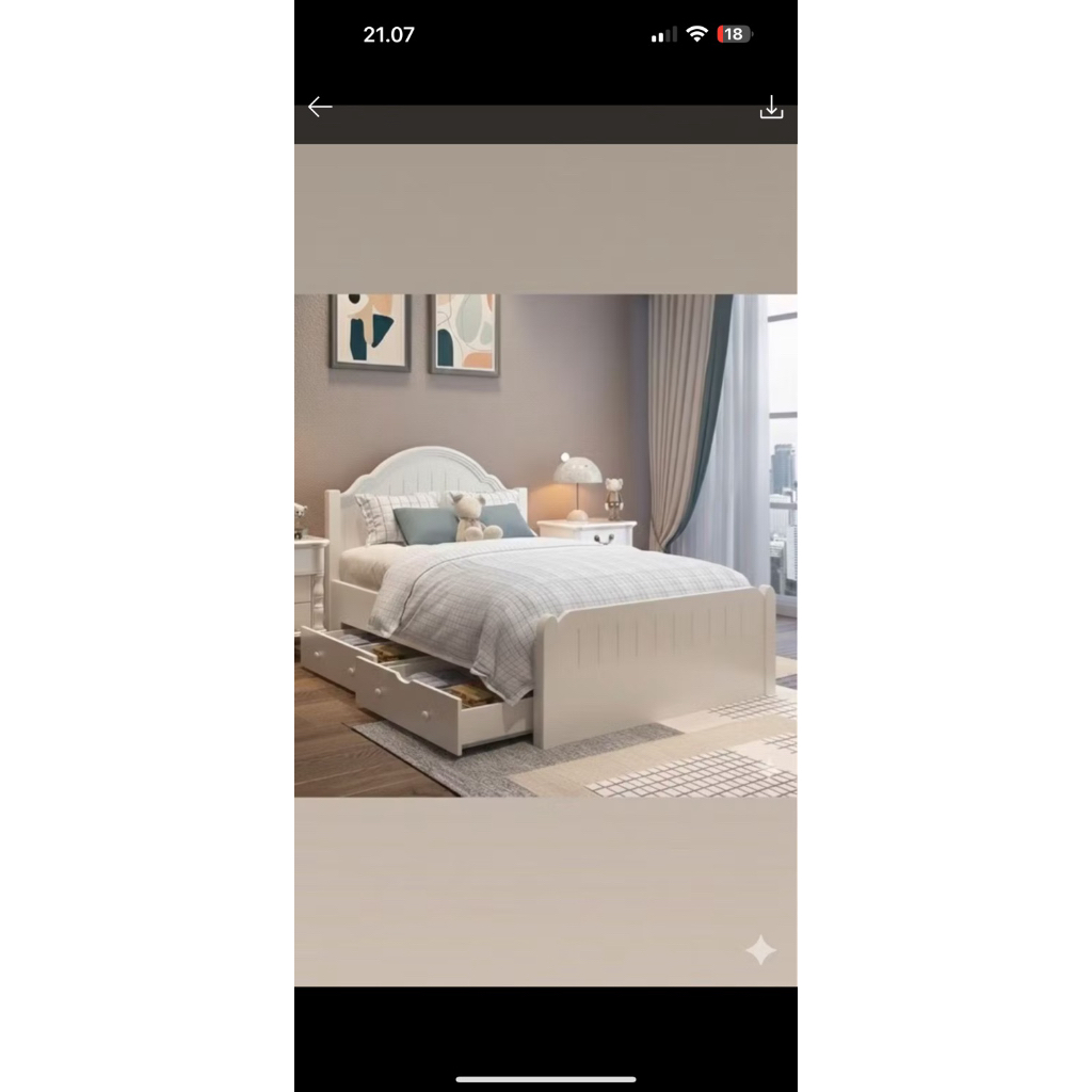 tempat tidur dipan klasik cat duco putih laci ranjang minimalis kayu dipan divan estetik poster bed
