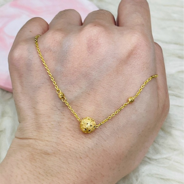 kalung liontin bola tekstur merica simple elegant emas asli kadar 700