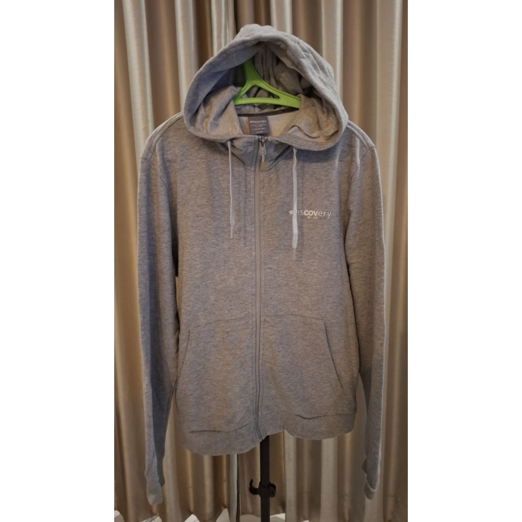 Hoodie Zipper Discovery Original Warna Abu Size L