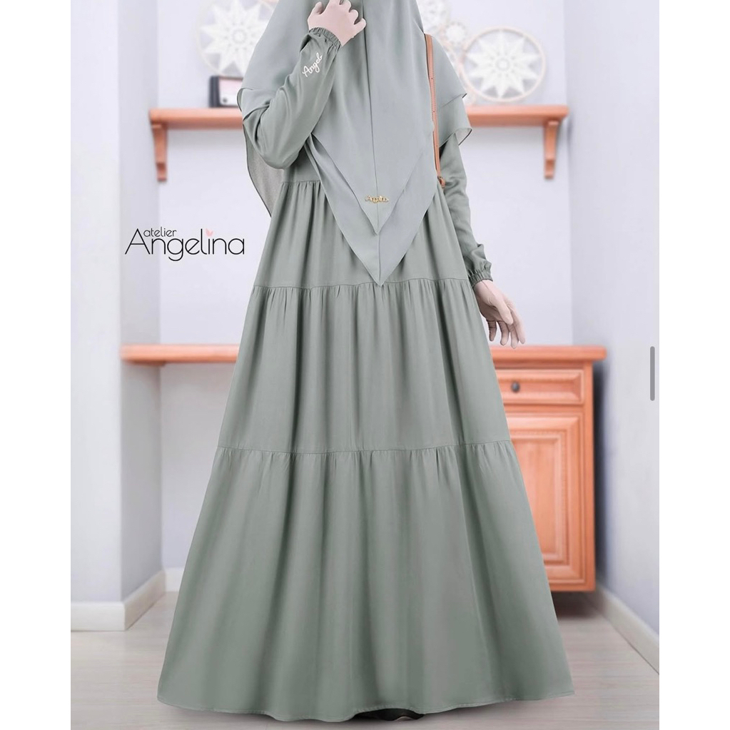 [SIAP KIRIM] BELLA DRESS EMBROIDERY GREENLY SIZE S BY ATELIER ANGELINA