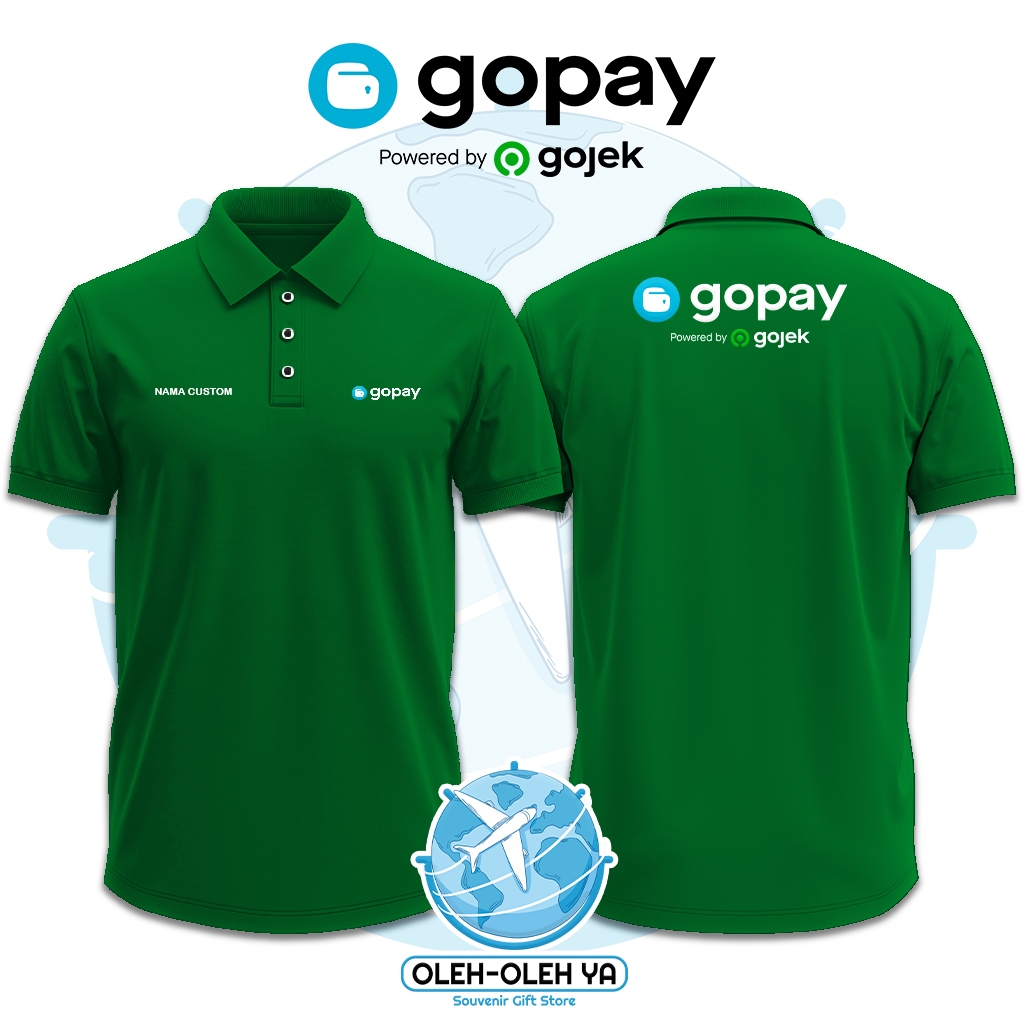 Oleh Oleh Ya Kaos Kerah Wangki Polo Shirt Kaos Kerja Wangki - GoPay By GoJek - Sablon DTF Bordir O2Y