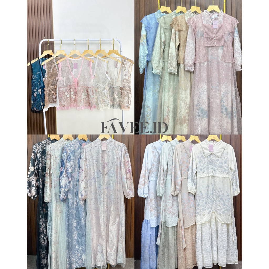 FAVEE ID - Dress Floral Lebaran Kondangan | Gamis Wanita | Baju Muslim Wanita| Alisha Dress 2in1 Ves