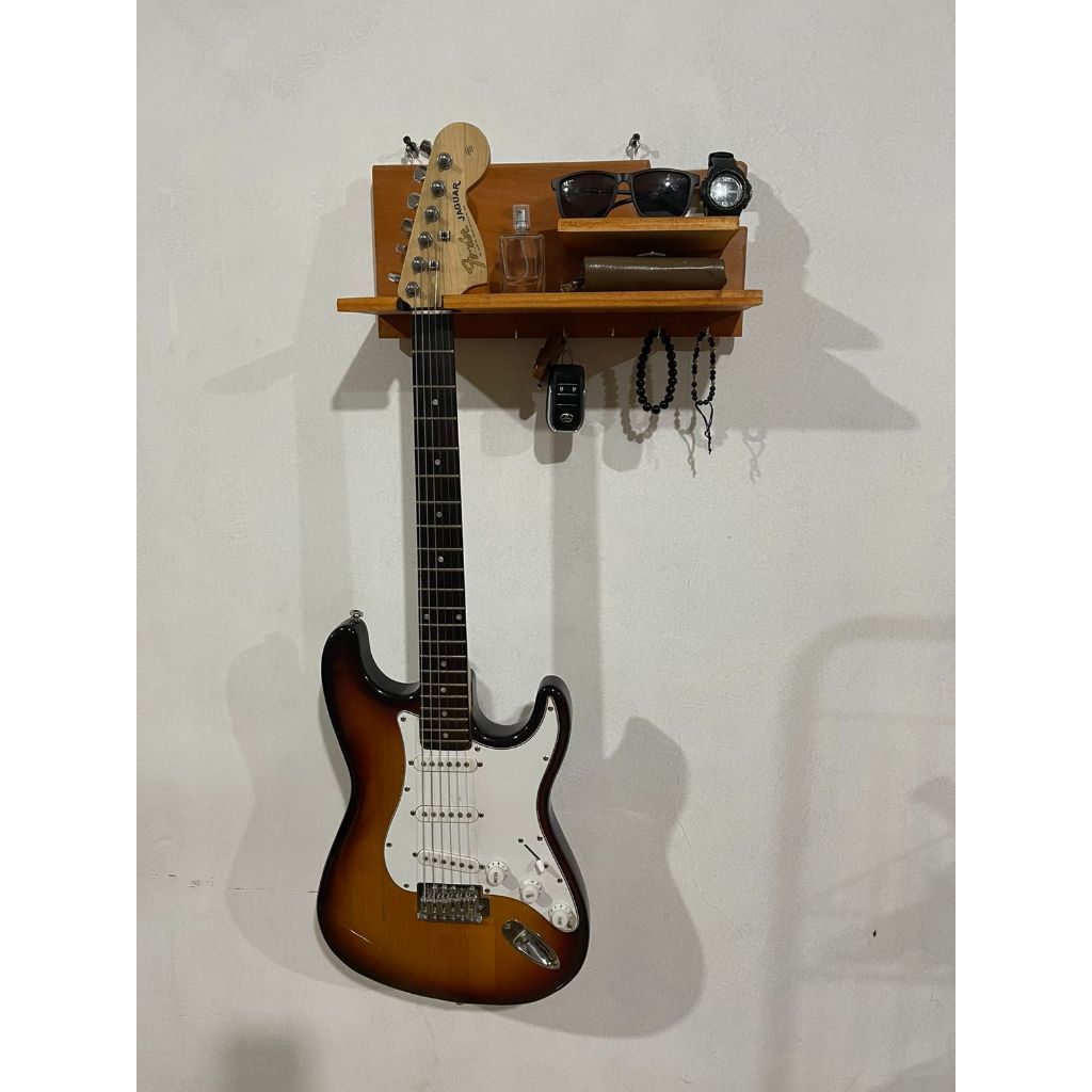 Gantungan Gitar,Rak Dinding Serbaguna Stand Rak Gitar ,Minimalis dan Multifungsi Bahan Kayu Mahoni