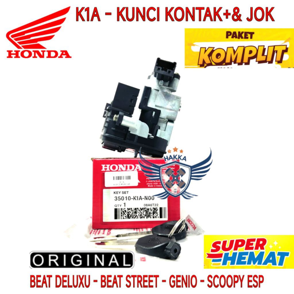 K1A KUNCI SET ASLI HONDA BEAT DELUXE, KUNCI SET ASLI HONDA BEAT STREET, KUNCI SET ASLI HONDA GENIO, 