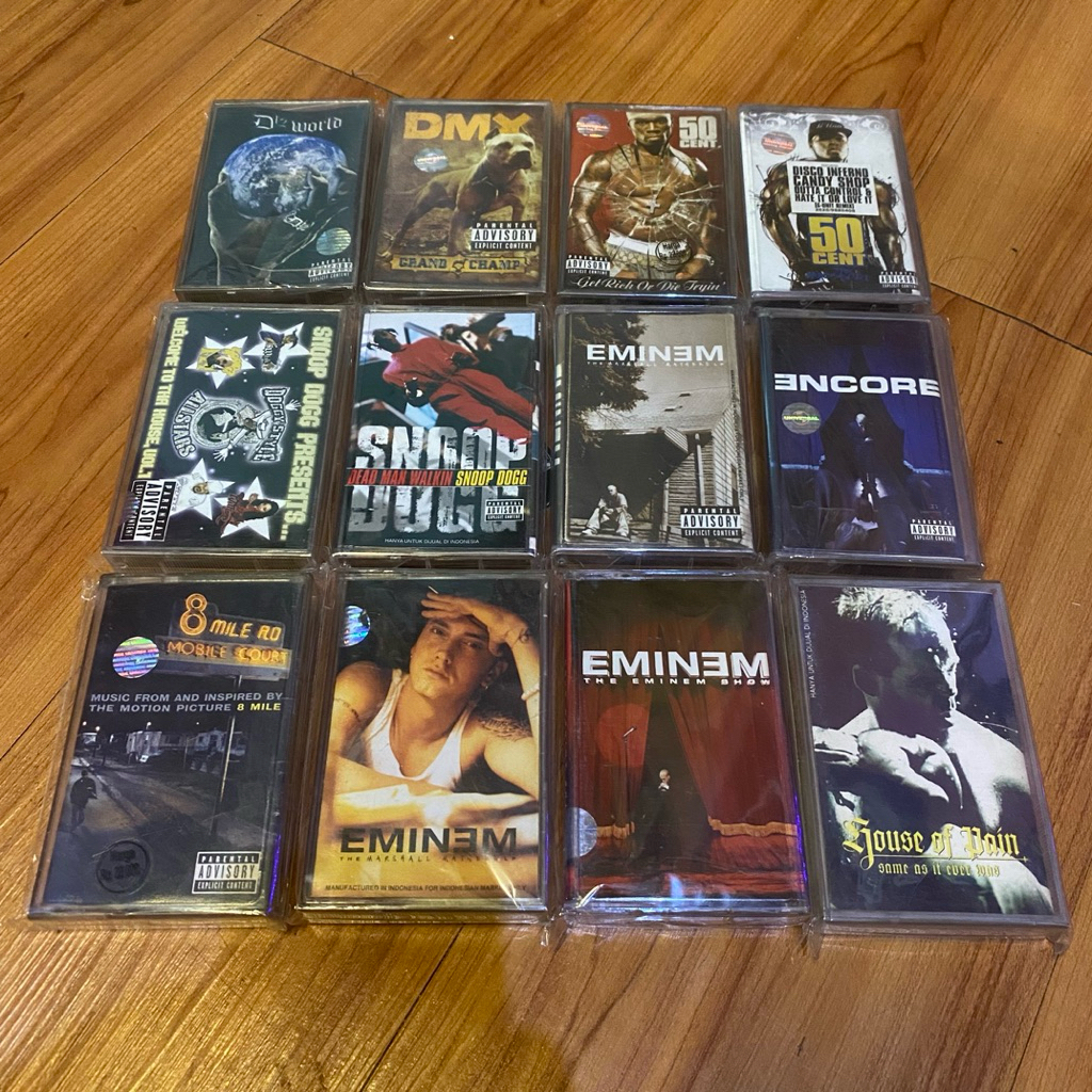 varian kaset pita hip-hop original snoop dogg, eminem, 50 cent