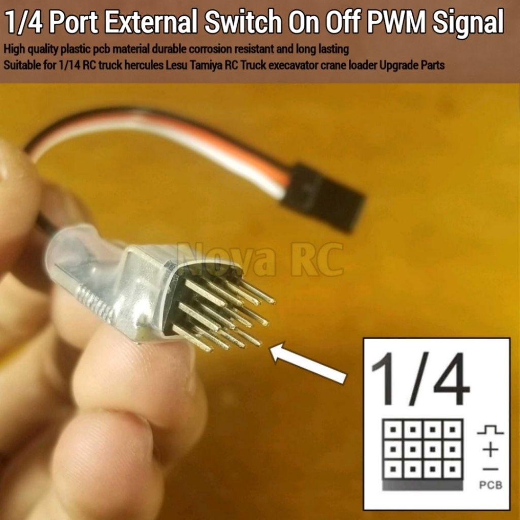 Papan switch on off pwm signal 1 jalur ke 4 jenis lampu untuk RC truk crane loader eksavator 1/14 he