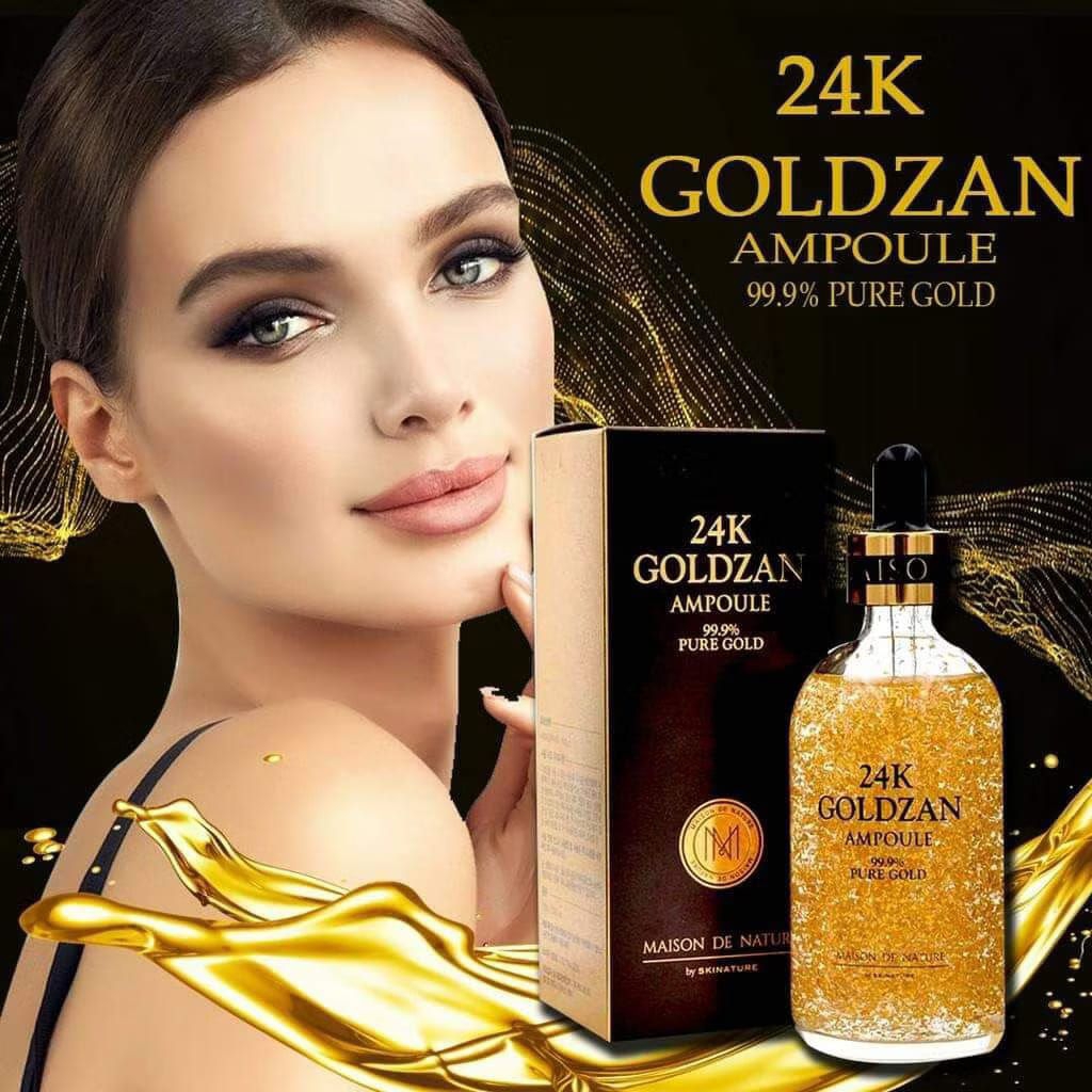 Goldzan Serum 24K Ampoule Pemutih Wajah Glowing Kencang Cerah Pure Gold Samarkan Flek Hitam Jerawat 