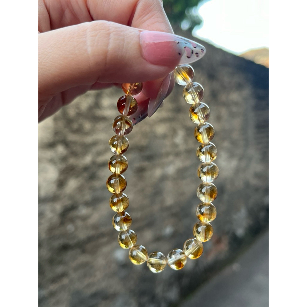 Gelang batu natural citrine with serti