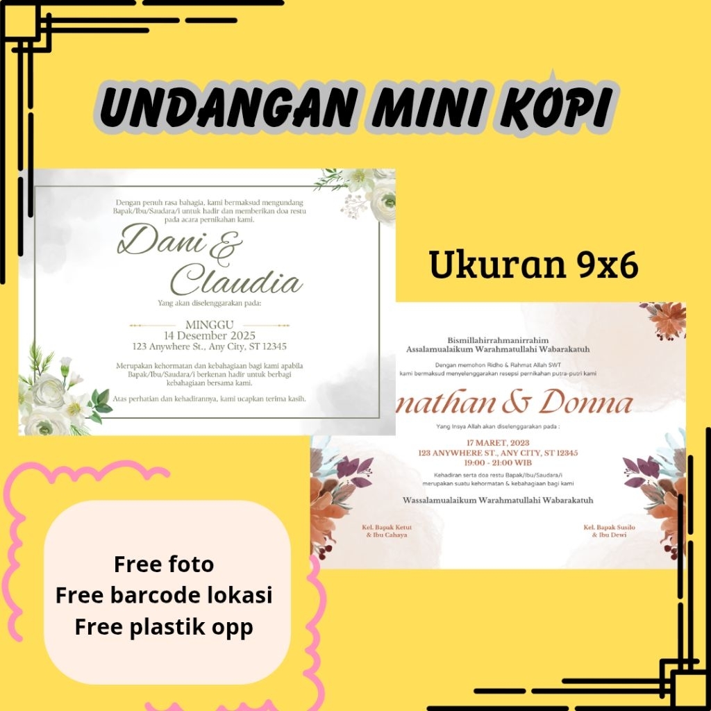 Undangan Mini Kopi murah / Undangan pernikahan Kopi Mini