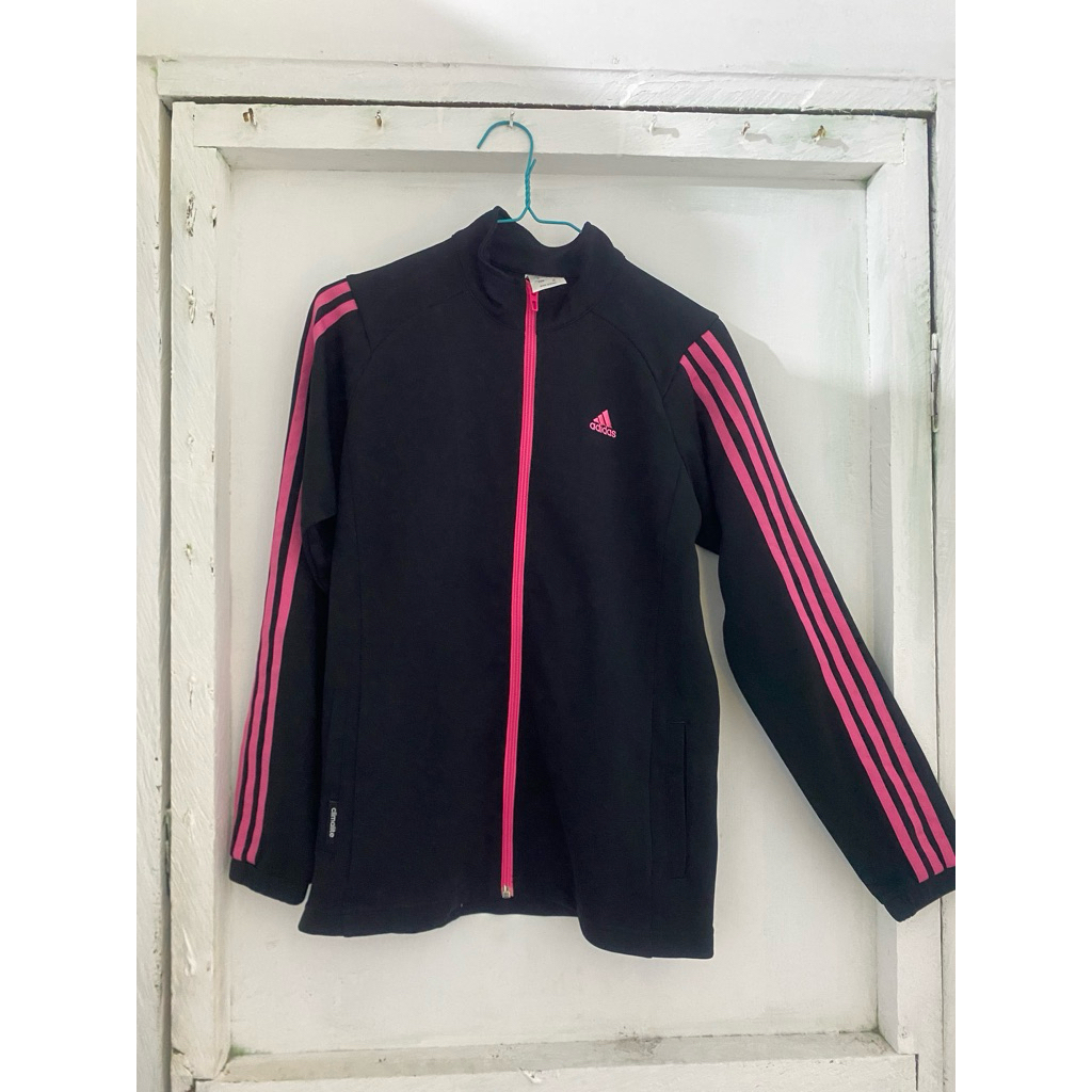jaket adidas hitam pink olahraga/sehari hari