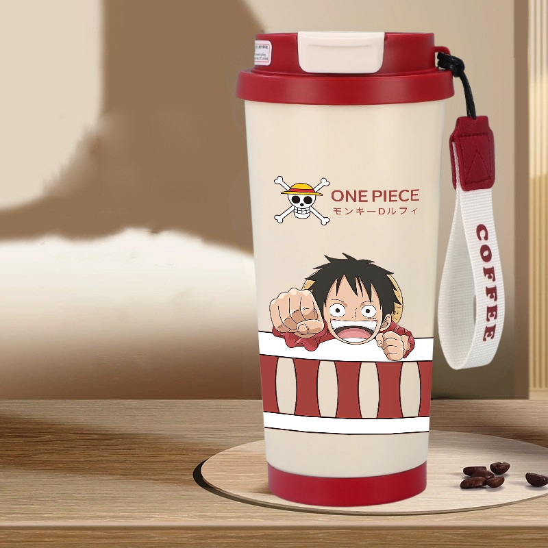 Tumbler termo One Piece Chibi Character Mini Anime 500ml dinding ganda isolasi panas dan dingin hing