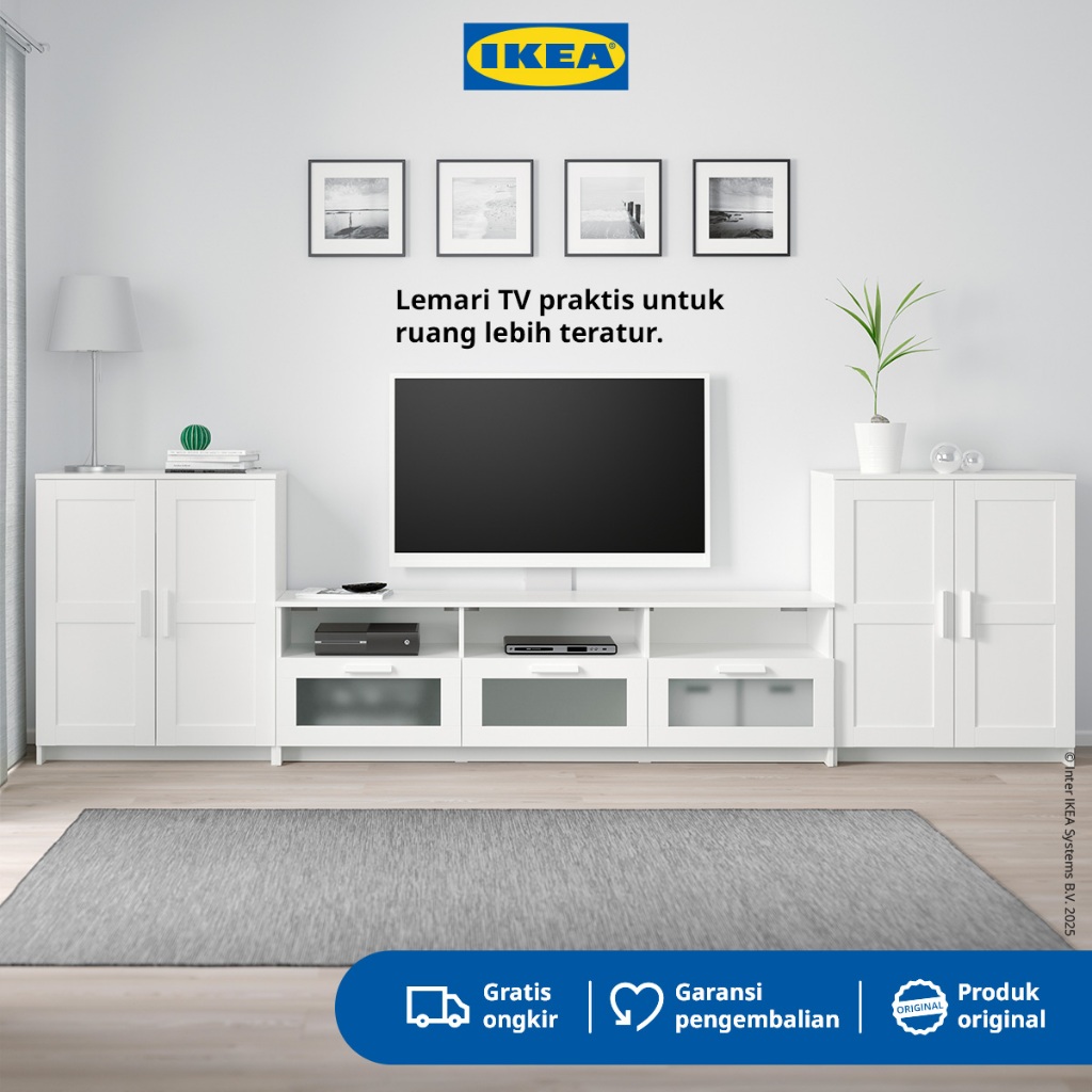 IKEA BRIMNES Rak TV Putih Serbaguna Rak Penyimpanan 336x41x95cm