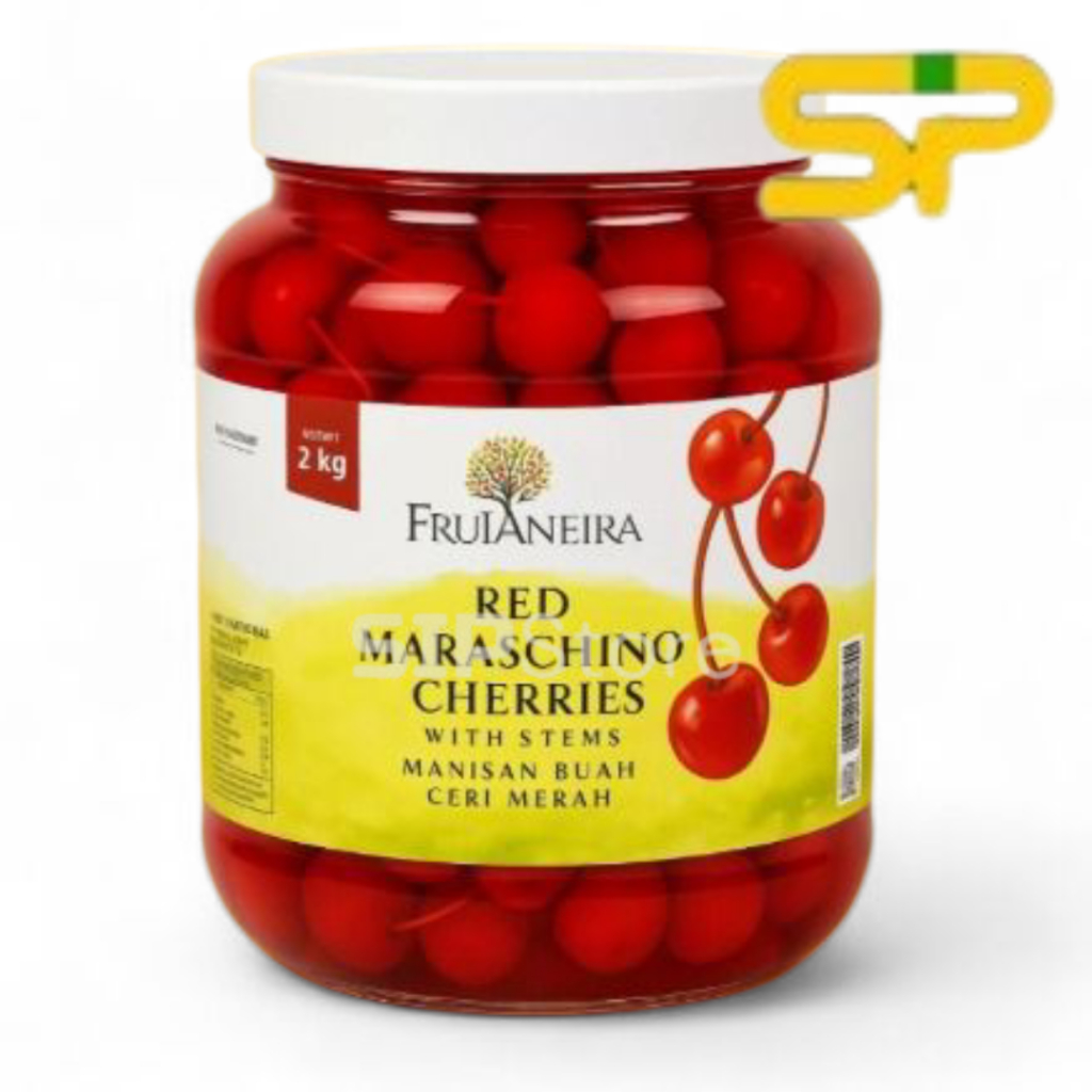 Red Cherry FRUTANEIRA TANGKAI 2 kg /  Frutaneira Red Maraschino / Ceri Tangkai Merah / Buah Ceri Tan