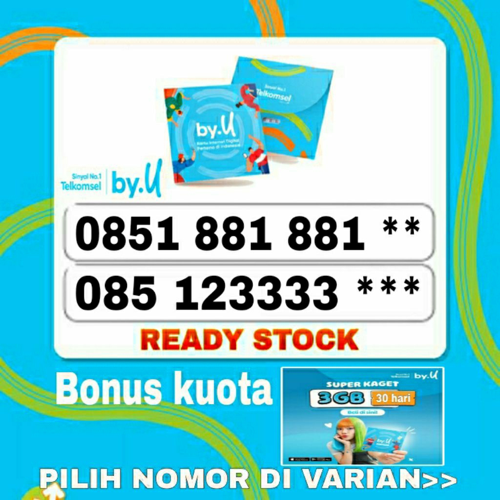 KARTU PERDANA NOMOR CANTIK BY.U KUOTA 3GB SUPORT 5G