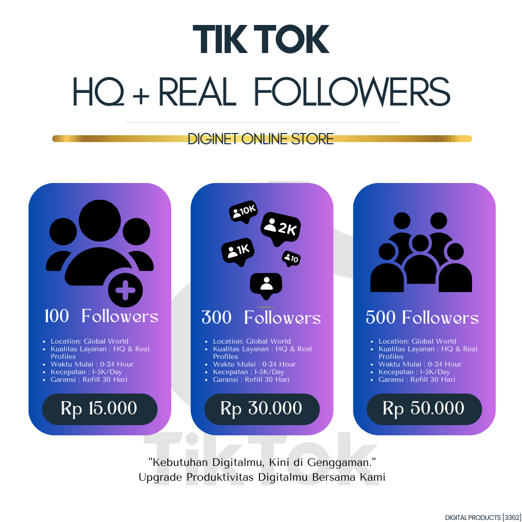 Tiktok High Quality + Real 1K-5K Followers | Followers Aktif | Real Akun - BERGARANSI