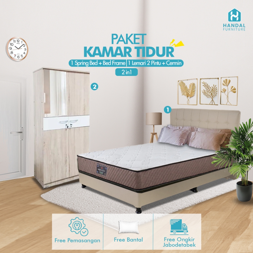 Termurah Paket Kamar Tidur 2in1 Hemat Set Elite Serenity Superstar + Lemari 2Pt Oak Muda
