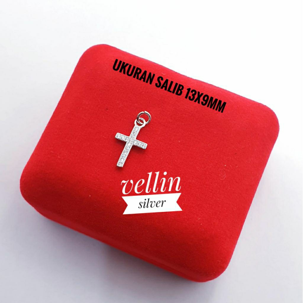 Gantungan Model Salib - Gantungan Gelang Perak 925 Lapis Emas Putih