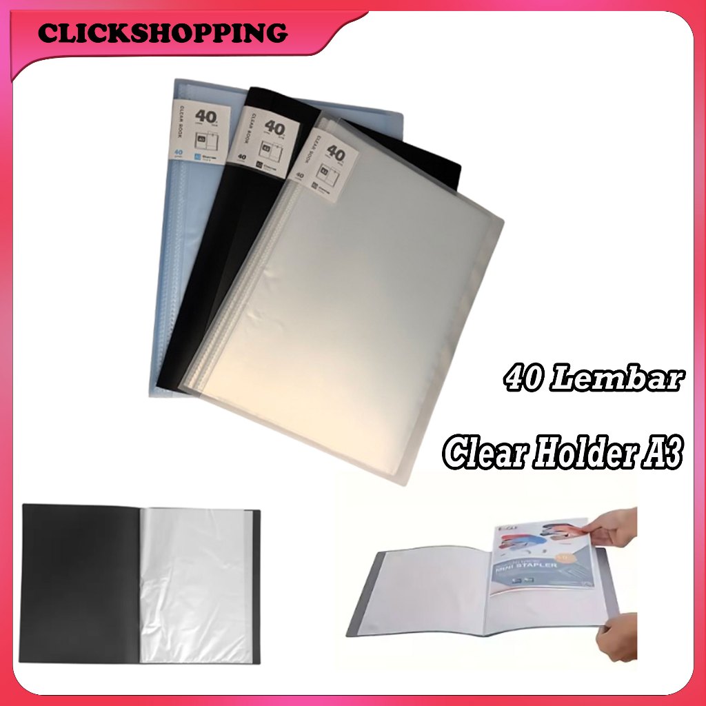 Clear Holder A3 40 Lembar File Simplease Display Book Map Plastik