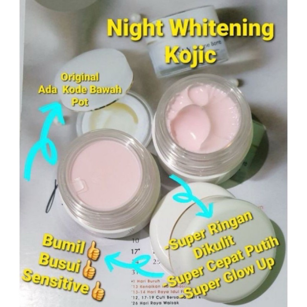 Kojic whitening glow cream malam kitoderm