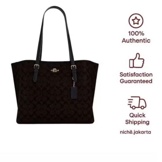 (Original) Coach Signature Mollie Tote Bag Brown Black