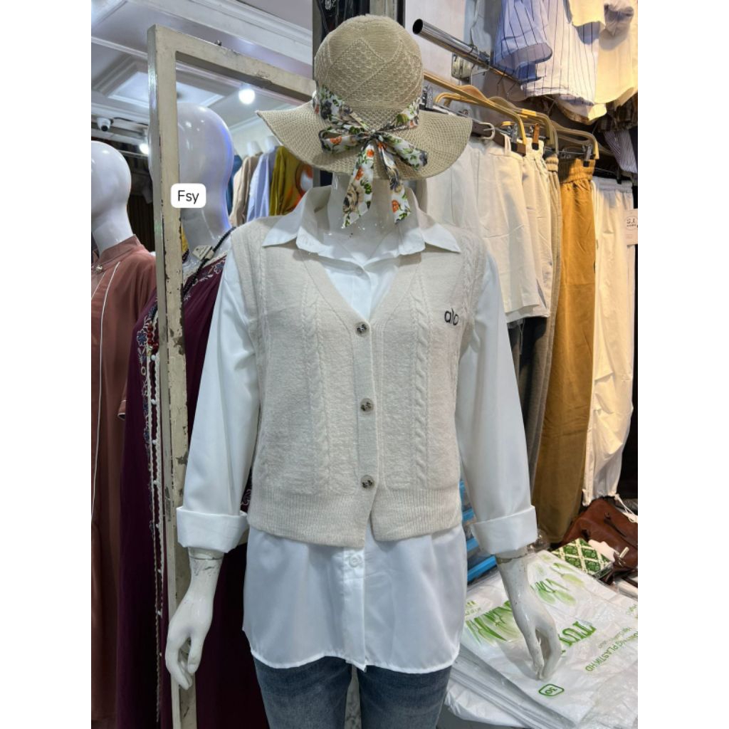 NewArrival#A03.259K-2 ( alo ) Kemeja Wanita Import Premium Terbaru Kekinian Plus+ Vest-Rompi Rajut /