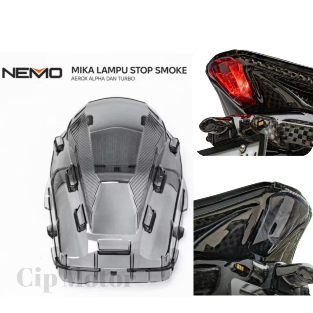 Mika Lampu Stop AEROX ALPHA  TURBO Stoplamp Smoke untuk Aerox Alpha dan Turbo Nemo