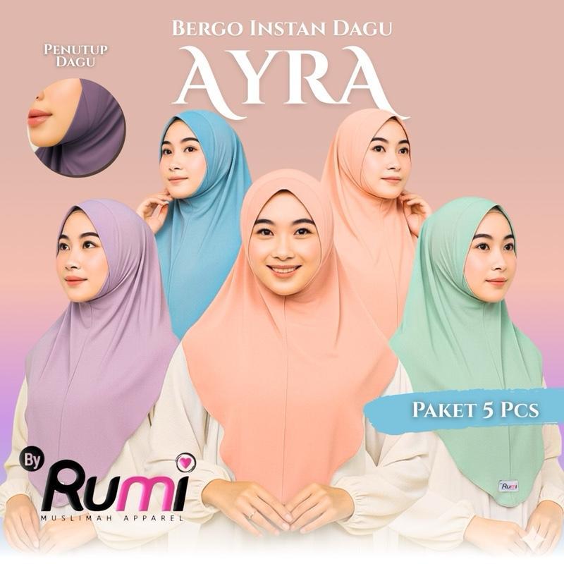 [Paket 5 Pcs] Bergo Instan Dagu Ayra Hijab Jersey Menutup Dagu Syari Praktis Jilbab Tirus By Rumi Hi