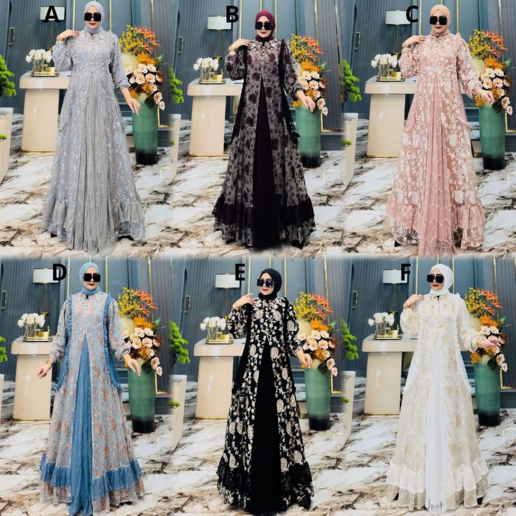 Selina Dress Set Hijab Pesta,Lebaran Original branded By Asopuro