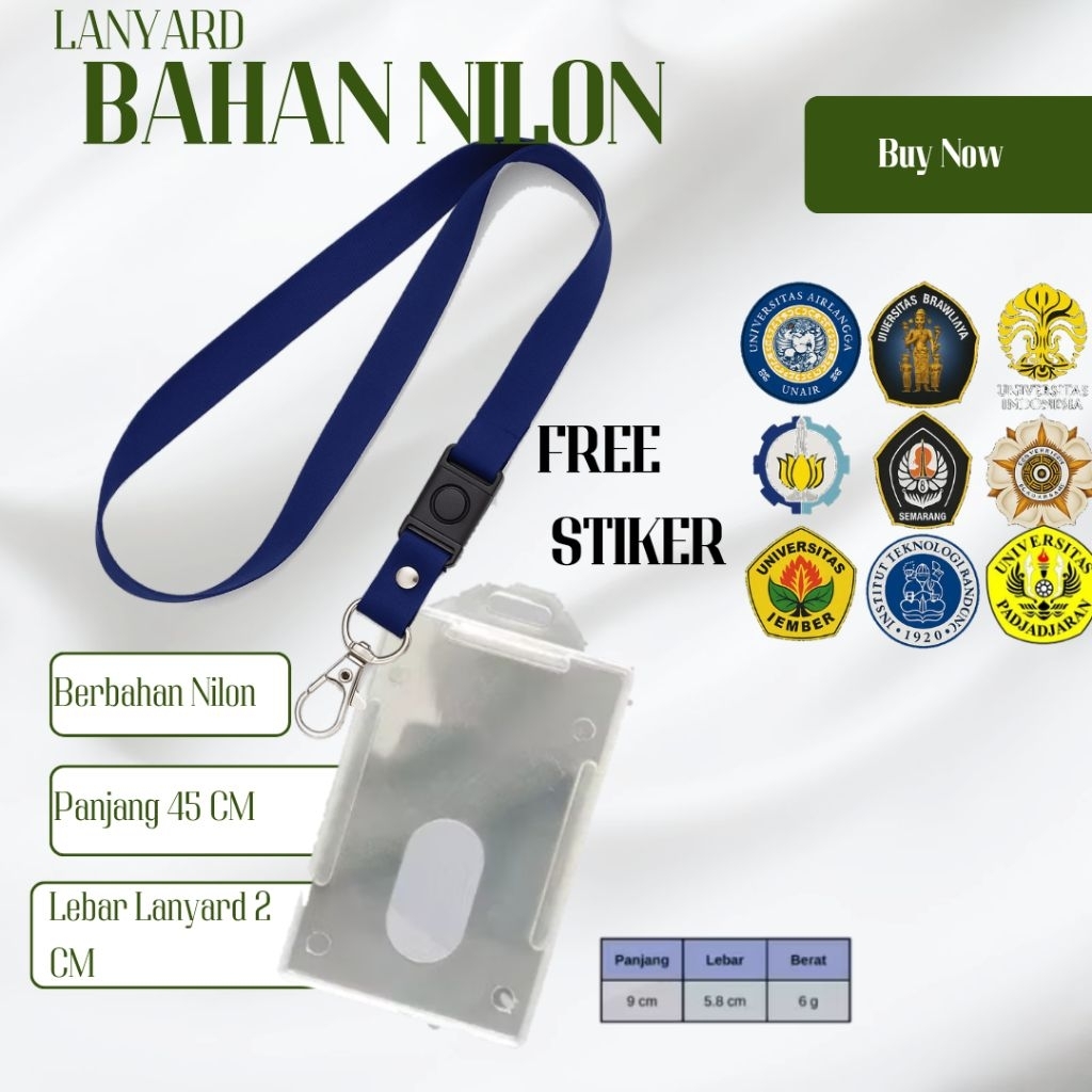 Lanyard Mahasiswa UI,UGM,ITS,ITB,UNPAD DLL + Free Stiker + ID Card Holder | Tali Name Tag Kampus Ker