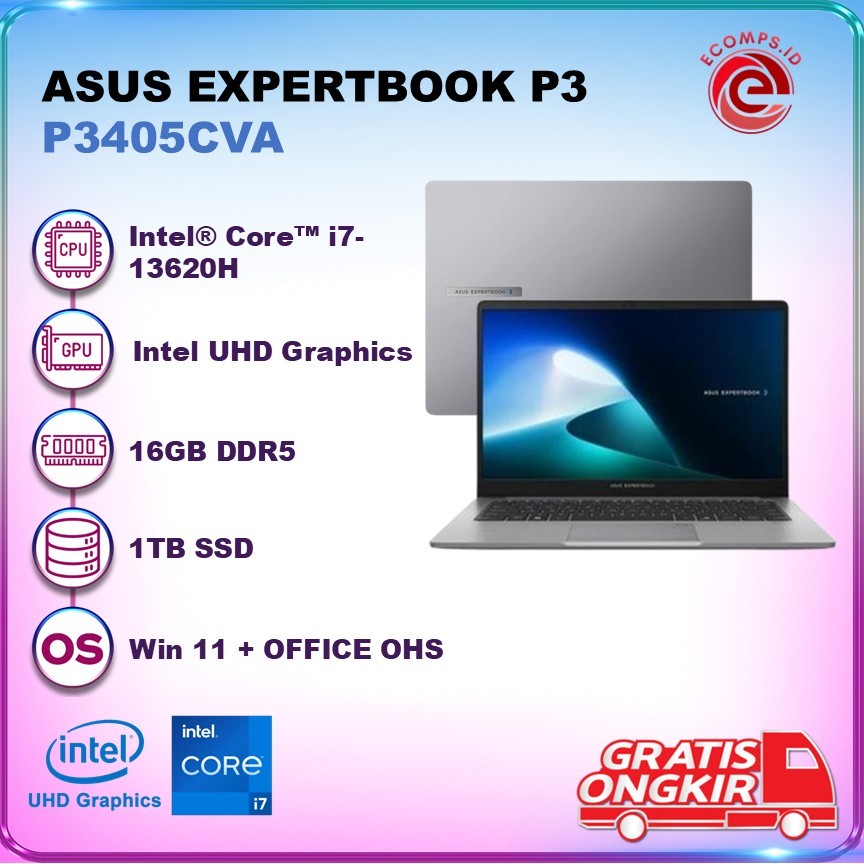 ASUS EXPERTBOOK P3 P3405CVA I7 13620H 16GB 1TBSSD