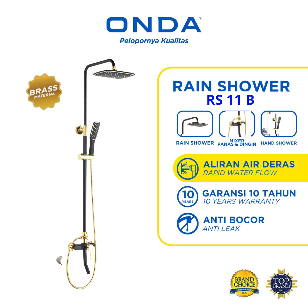 ONDA RS 11 B SHOWER TIANG PANAS DINGIN BLACK GOLD/SHOWER COLUM/TIANG SHOWER