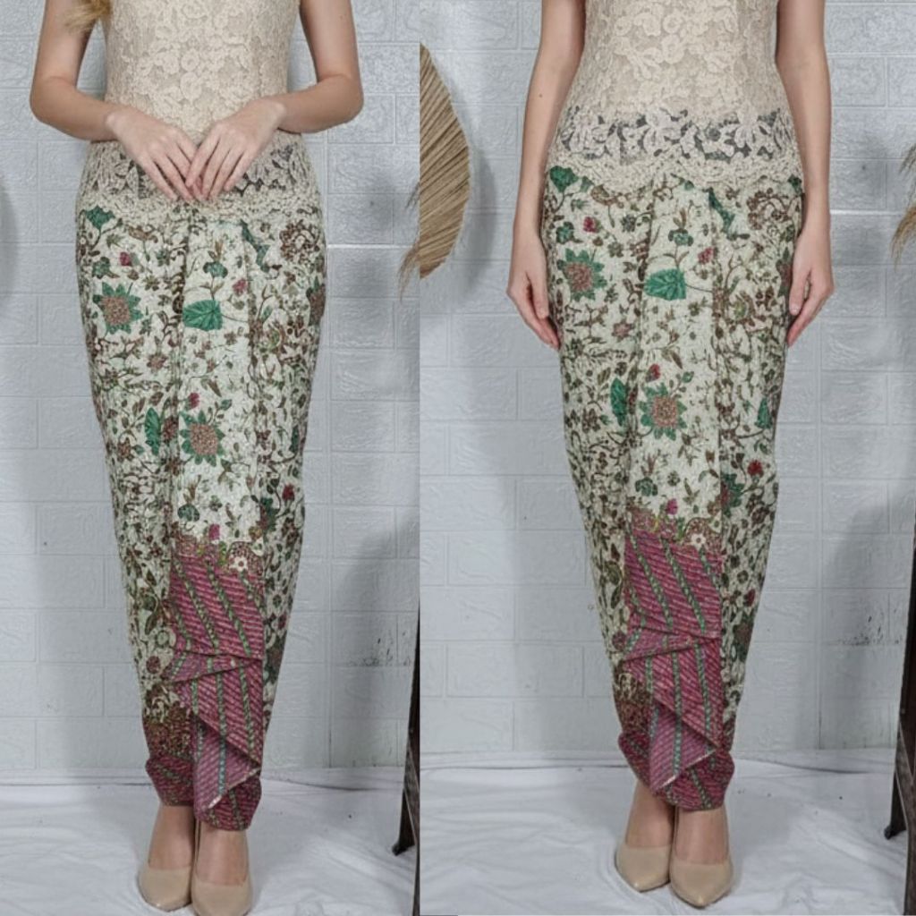 Rok Instan Batik Hijau/Span Rumbai Pario Tanjung Hijau/Rok Batik Instan Rempel