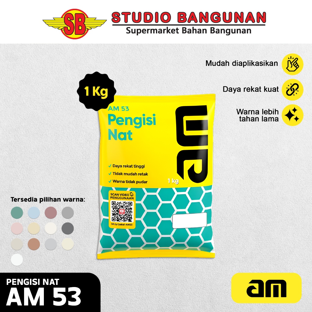 AM Pengisi Nat Keramik dan Granit / Tile Grout AM 53 1 KG