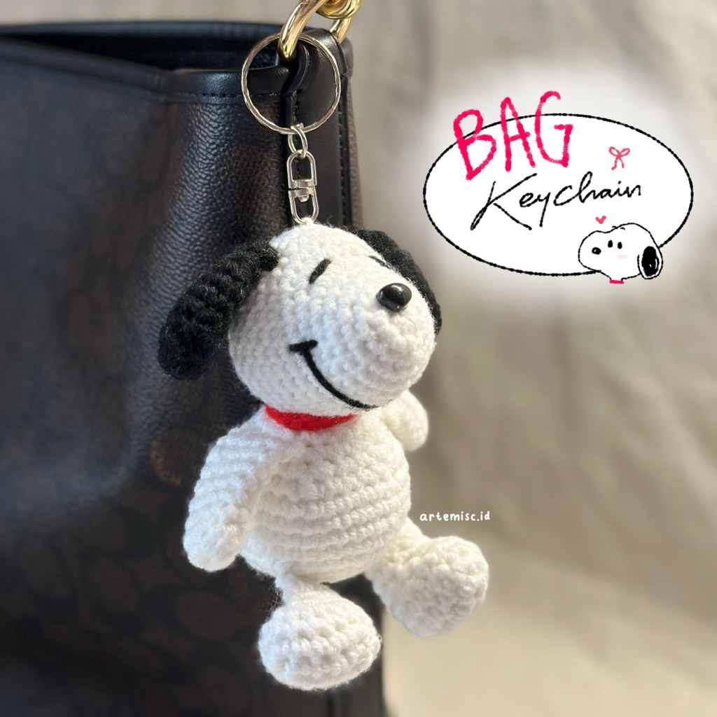 Gantungan Kunci Rajut Snoopy Crochet Keychain Bagcharm Lucu Cute Handmade Keychain Rajut - Crochet P