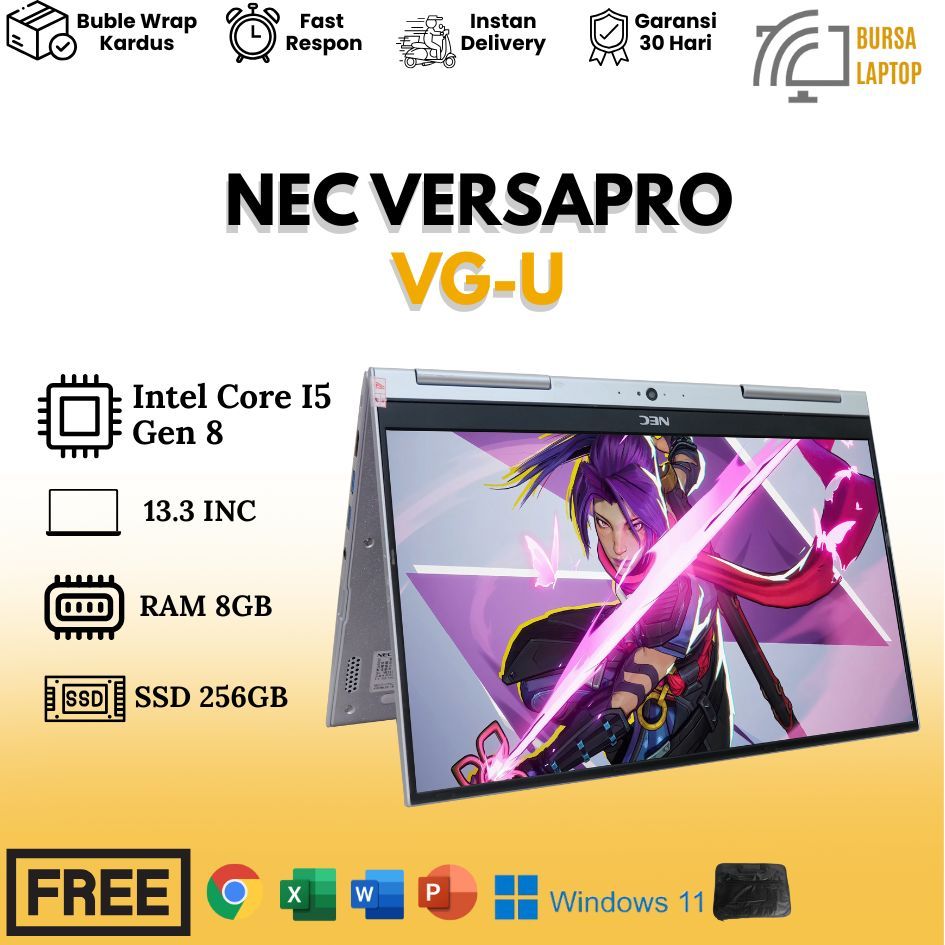 Laptop Nec Versapro VG-U 2in1 Touchscreen I5 Gen 6 7 8 Ram 8gb Ssd 256gb