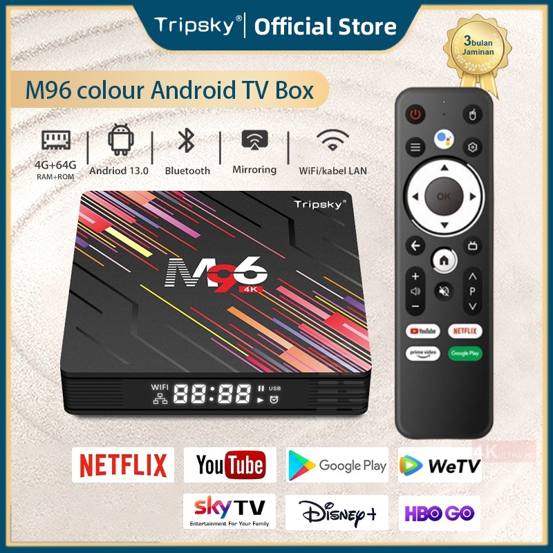 Tripsky M96 Color Android Tv Box Stb Tv Box Android 13.0 Ram4GB Rom64G 4K HD Bluetooth Smart Tv Box