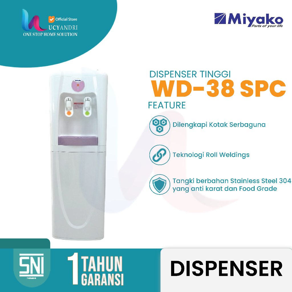 Dispenser Miyako WD-38 SPC Galon Bawah & Atas – Air Panas & Dingin – Garansi Resmi