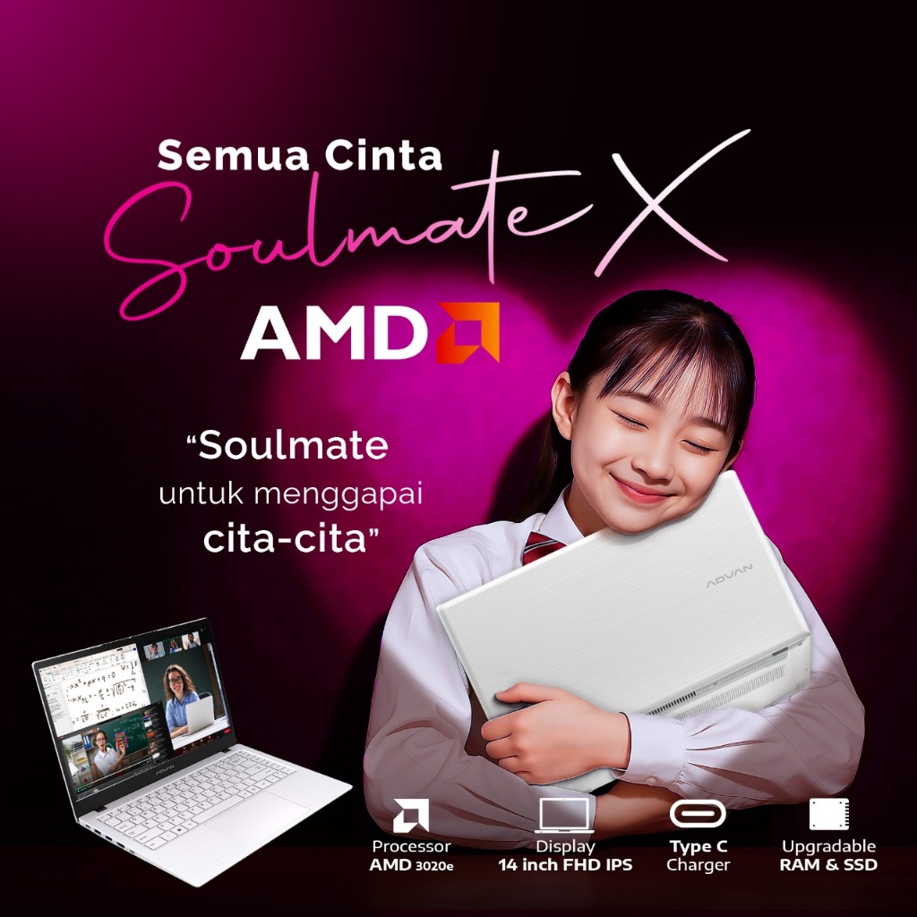 ADVAN SOULMATE X2 AMD 3020 RAM 8GB 128GB W11 14.0 IPS