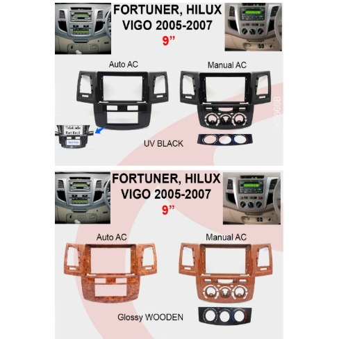 FRAME HEADUNIT ANDROID 7 INCH / 9 INCH / 10 INCH TOYOTA FORTUNER VIGO HILUX 2005 MANUAL AC / AUTO AC